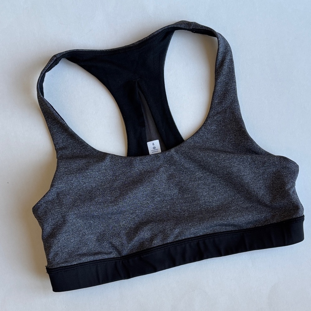 Lululemon Invigorate Heather Gray Performance Run Athletic Racer Back Bra Size 8